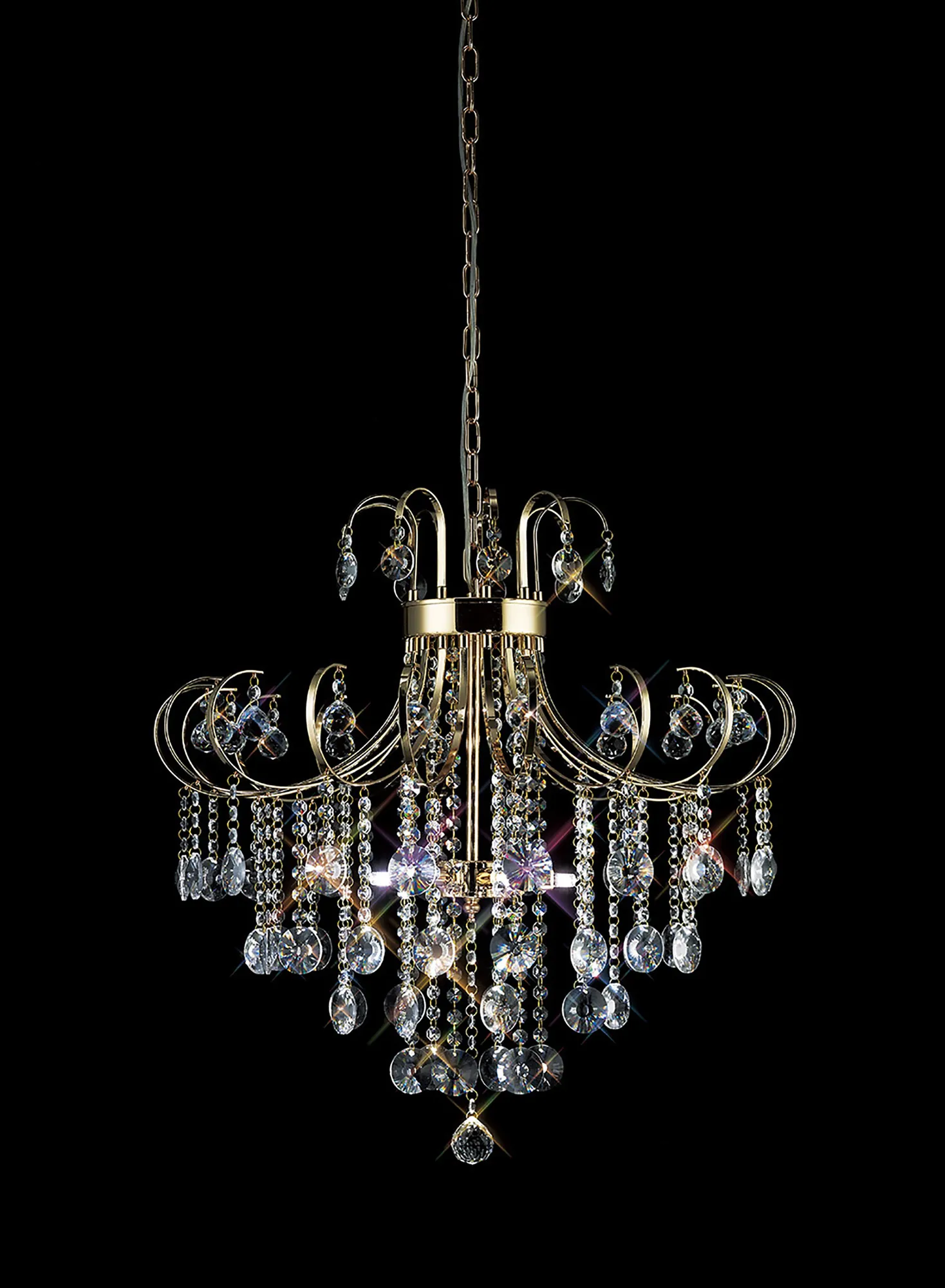 Rosina Crystal Chandelier 6 Light French Gold